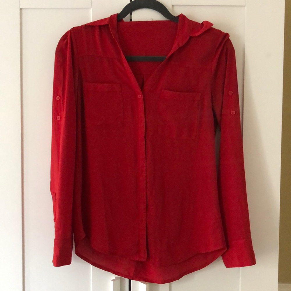 red button down shirt